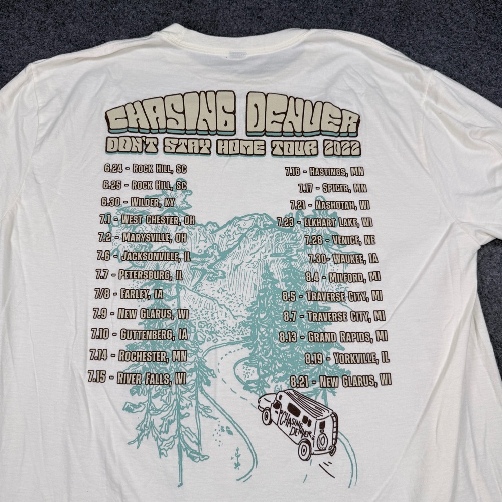 Chasing Denver Dont Stay Home Tour 2022 Band Graphic T-Shirt White Mens Large